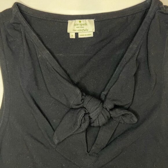 kate spade Black Tie Front Keyhole‎ Neck Tank Top Blouse Cotton Blend Size S - Picture 8 of 10